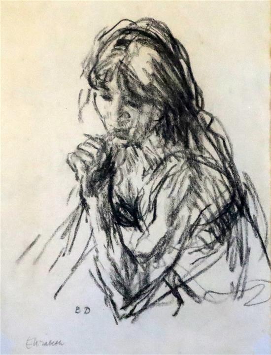 Bernard Dunstan (1920-2017) Portrait of Elizabeth 12 x 13in.